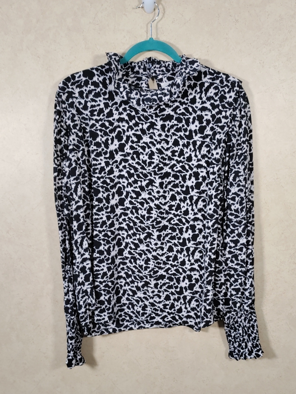 J101 Isabel Marant Black and White Printed Long Sleeve Blouse 12